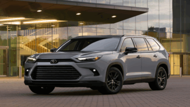 2026 Toyota Grand Highlander in Celestial Silver Metallic with sleek LED headights, roof rails, and spacious SUV body, showcasing modern design and hyvrid technology.